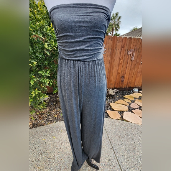 New Charcoal Tube Top Jumpsuit - Picture 2 of 5
